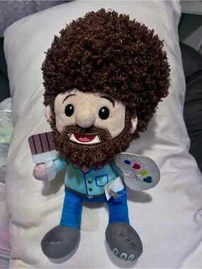 Bob Ross Plush Artist Doll - Brown Hair & Beard, Blue Outfit